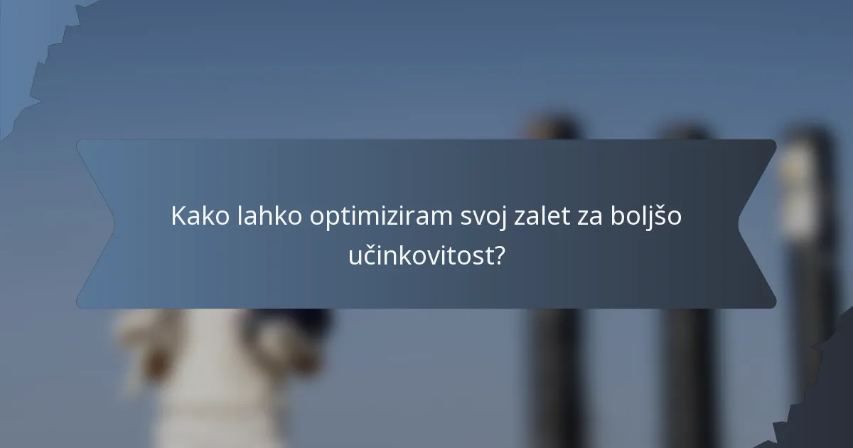 Kako lahko optimiziram svoj zalet za boljšo učinkovitost?
