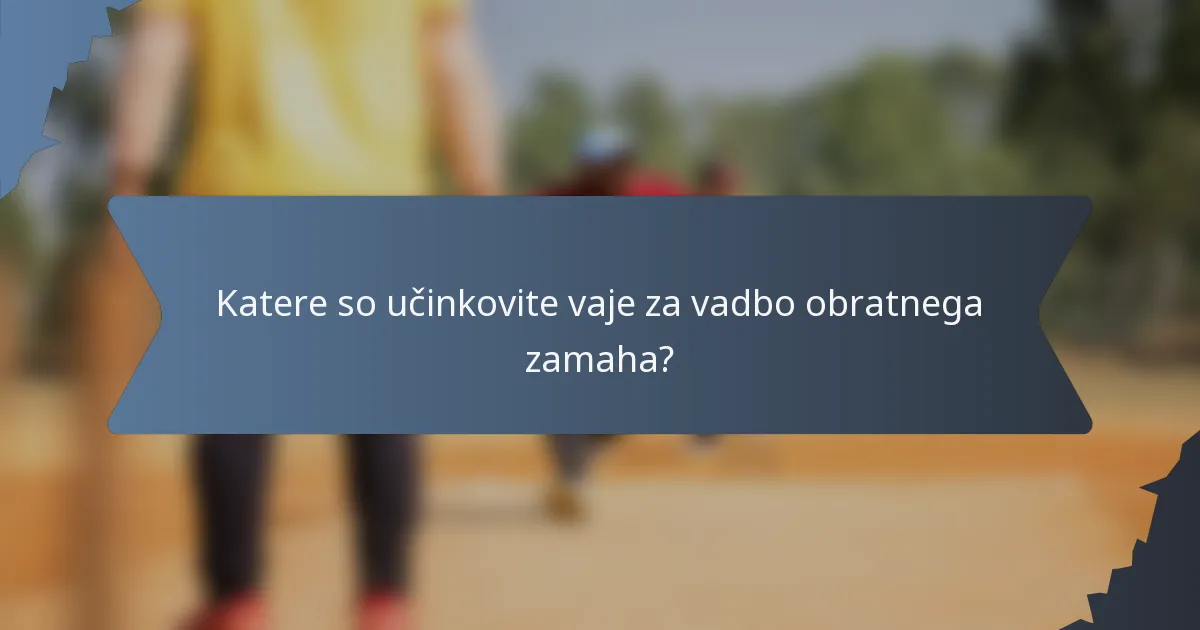 Katere so učinkovite vaje za vadbo obratnega zamaha?